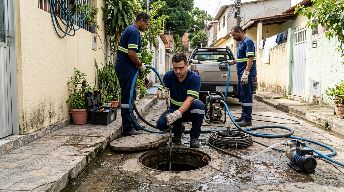 Desentupimento de esgoto com hidrojateamento em Macaé‑RJ
