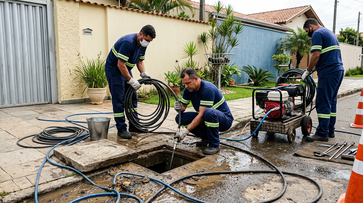 Desentupimento de esgoto residencial em Macaé‑RJ