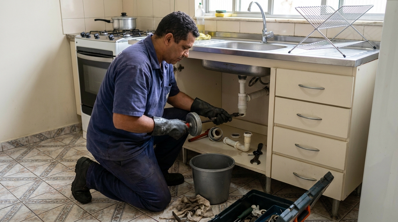 Desentupimento de pia profissional em Ipatinga‑MG