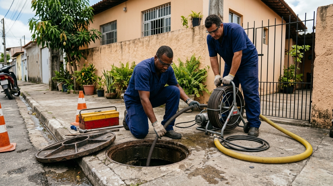 Desentupimento de rede de esgoto em Macaé‑RJ