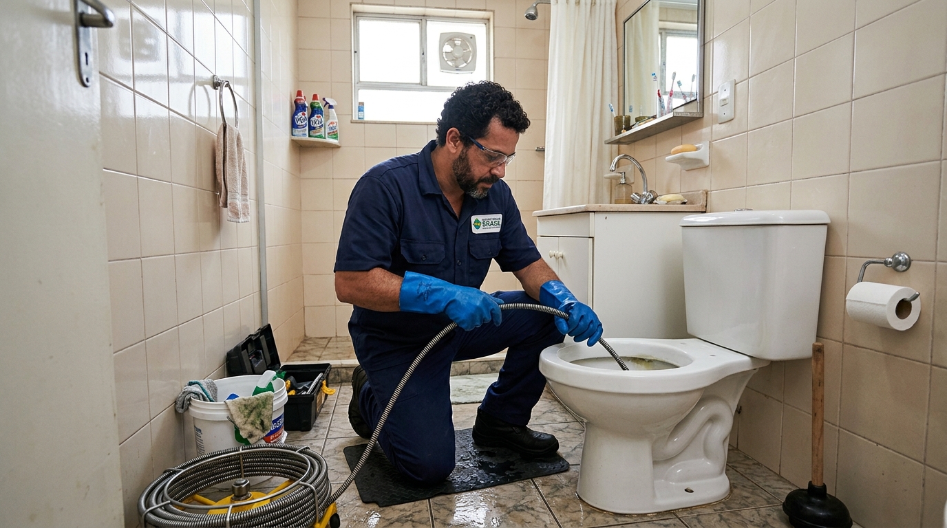 Desentupimento de vaso com equipamento em Ipatinga‑MG