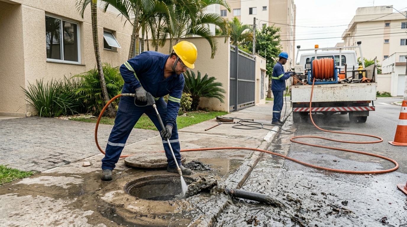 Hidrojateamento com jato de alta pressão em Uberaba‑MG