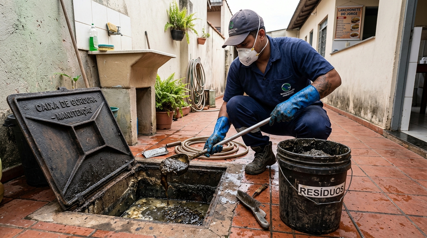 Remoção de lodo de caixa de gordura em Maringá‑PR